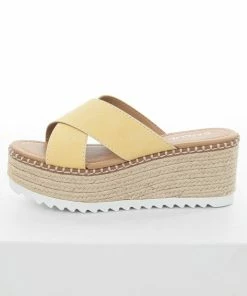 FORTUNE DYNAMIC Mellow Yellow Strap Espadrille Platform Sandals Shoes