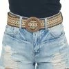 Fame Accessories Melon Aztec Print Circle Buckle Woven Belt