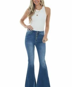 KanCan Mid Wash High Rise Button Up Fly Flare Jeans Bottoms 15 KanCan Mid Wash High Rise Button Up Fly Flare Jeans Bottoms