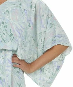 Caramela Mint Abstract Print One Shoulder Short Dress Dresses