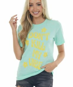 Blume+Co Tops Mint 'Don't Kill My Vibe' Daisy Graphic Tee