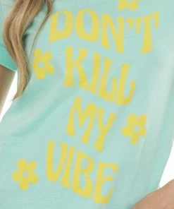 Blume+Co Tops Mint 'Don't Kill My Vibe' Daisy Graphic Tee
