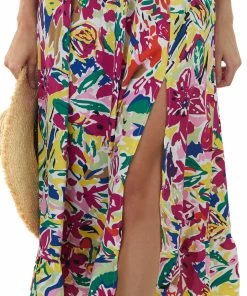 Miss Sparkling Mulberry Abstract Floral Babydoll Midi Dress