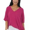 Charlotte Avery Mulberry Short Dolman Sleeve Chest Pocket Top