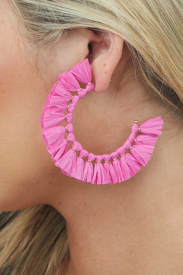 Fame Accessories Mulberry And Gold Raffia Fan Hoop Earrings 4 Fame Accessories Mulberry And Gold Raffia Fan Hoop Earrings