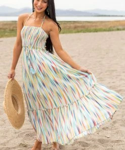 Davi & Dani Multicolor Striped Sleeveless Maxi Dress