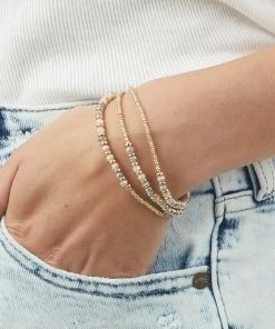 Fame Accessories Multicolor And Gold Beaded 3 Piece Bracelet Set