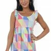 BiBi Multicolored Geometric Print Babydoll Tank Top