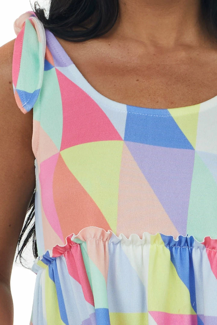 BiBi Multicolored Geometric Print Babydoll Tank Top 8 BiBi Multicolored Geometric Print Babydoll Tank Top