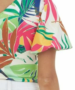 Flying Tomato Multicolored Tropical Print One Shoulder Bodysuit 13 Flying Tomato Multicolored Tropical Print One Shoulder Bodysuit