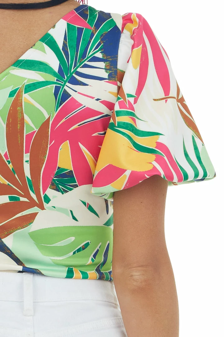 Flying Tomato Multicolored Tropical Print One Shoulder Bodysuit 8 Flying Tomato Multicolored Tropical Print One Shoulder Bodysuit