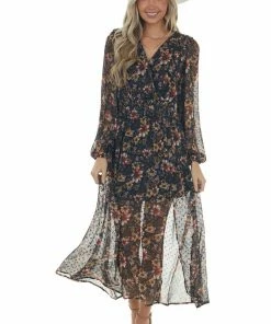 Peach Love Mustard Floral Swiss Dot V Neck Maxi Dress Dresses 21 Peach Love Mustard Floral Swiss Dot V Neck Maxi Dress Dresses