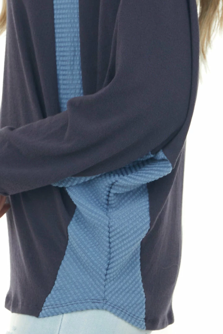 Ces Femme Navy Blue V Neck Knit Top With Ribbed Contrast 8 Ces Femme Navy Blue V Neck Knit Top With Ribbed Contrast