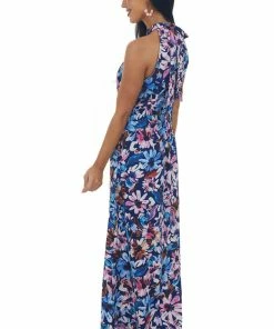Staccato Navy Floral Print Halter Neck Maxi Dress Dresses