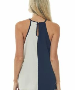 Haptics Navy Geometric Colorblock Halter Neck Blouse 12 Haptics Navy Geometric Colorblock Halter Neck Blouse