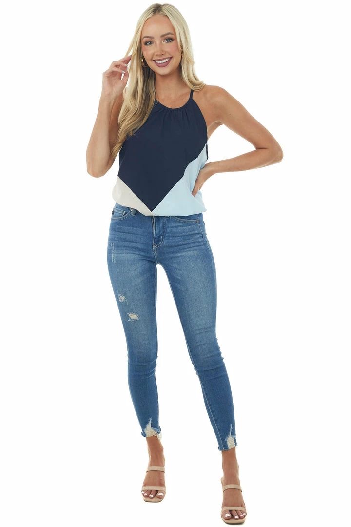 Haptics Navy Geometric Colorblock Halter Neck Blouse 5 Haptics Navy Geometric Colorblock Halter Neck Blouse