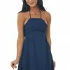 Umgee Navy Jacquard Floral Shirred Bust Halter Dress Trends