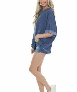 Fantastic Fawn Navy Oversized Raw Seam Short Sleeve Top 23 Fantastic Fawn Navy Oversized Raw Seam Short Sleeve Top