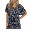 Haptics Dresses Navy Printed V Neck Babydoll Short Dress 2 Haptics Dresses Navy Printed V Neck Babydoll Short Dress