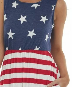 HEIMISH Navy Stars And Stripes Side Pocket Tank Dress Dresses