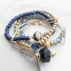 Urbanista Navy Blue And Gold Beaded Bracelet Set Accessories
