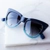 ZAD Navy Cat Eye Glitter Trim Sunglasses 2 ZAD Navy Cat Eye Glitter Trim Sunglasses