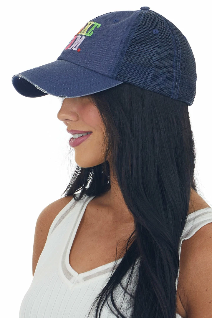 Ocean & 7th Navy Colorful 'Lake Bum' Embroidered Trucker Hat 4 Ocean & 7th Navy Colorful 'Lake Bum' Embroidered Trucker Hat