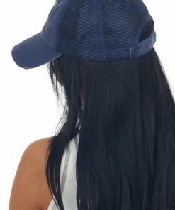 Ocean & 7th Navy Colorful 'Lake Bum' Embroidered Trucker Hat 9 Ocean & 7th Navy Colorful 'Lake Bum' Embroidered Trucker Hat