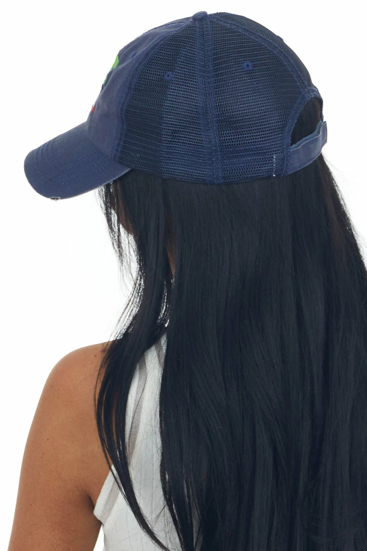 Ocean & 7th Navy Colorful 'Lake Bum' Embroidered Trucker Hat 6 Ocean & 7th Navy Colorful 'Lake Bum' Embroidered Trucker Hat