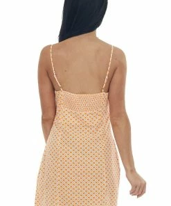 Lush Clothing Dresses Neon Tangerine Daisy Print Cami Mini Dress