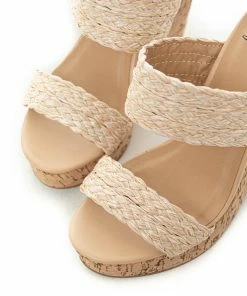 FORTUNE DYNAMIC Shoes Nude Braided Straw Faux Wood Platform Wedges 16 FORTUNE DYNAMIC Shoes Nude Braided Straw Faux Wood Platform Wedges