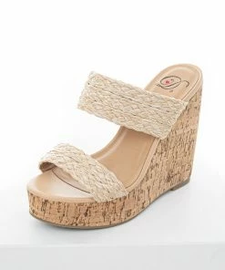 FORTUNE DYNAMIC Shoes Nude Braided Straw Faux Wood Platform Wedges 11 FORTUNE DYNAMIC Shoes Nude Braided Straw Faux Wood Platform Wedges