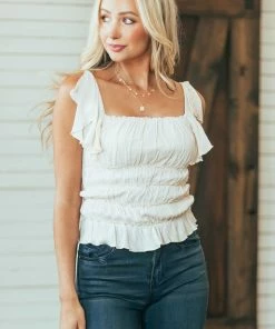 143 Story Nude Frill Ruched Flutter Sleeve Bodysuit Tops