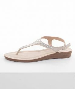 Chinese Laundry Nude Rhinestone Heeled Thong Sandals With Buckle