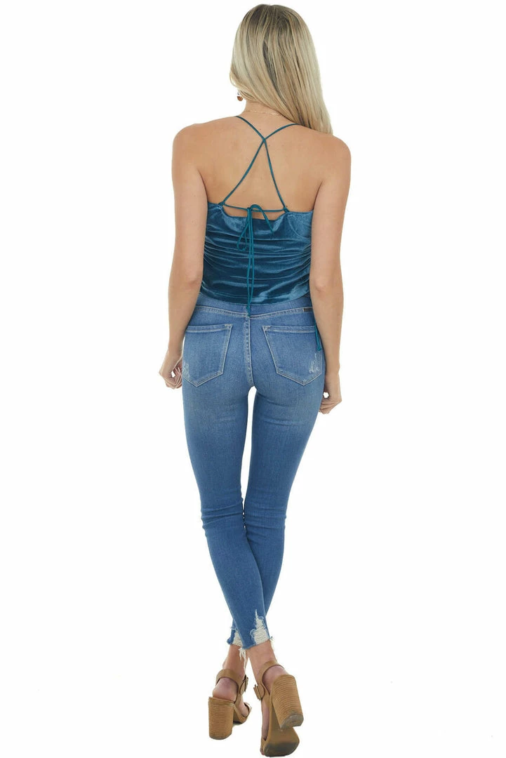 She + Sky Tops Ocean Halter Cowl Neck Open Back Velvet Tank 9 She + Sky Tops Ocean Halter Cowl Neck Open Back Velvet Tank