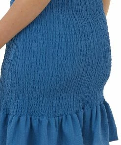 BiBi Dresses Ocean Puff Sleeve Smocked Bodycon Mini Dress