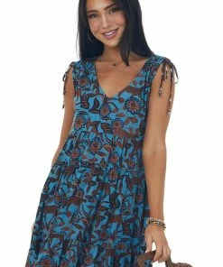 ANGIE Ocean And Spice Floral Tie Strap Babydoll Dress Dresses