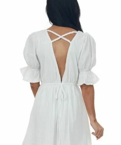 Petal Dew Dresses Off White Criss Cross Open Back Short Dress