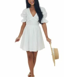 Petal Dew Dresses Off White Criss Cross Open Back Short Dress