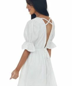 Petal Dew Dresses Off White Criss Cross Open Back Short Dress