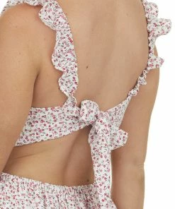 Lush Clothing Off White Ditsy Floral Sleeveless Midi Dress