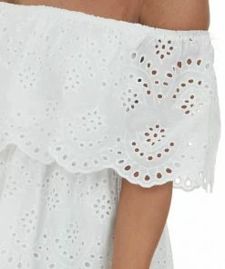 Sweet Lemon Off White Eyelet Lace Off Shoulder Short Dress 17 Sweet Lemon Off White Eyelet Lace Off Shoulder Short Dress