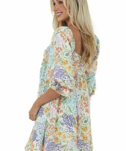 Sweet Lemon Off White Floral Puff Sleeve Babydoll Mini Dress 15 Sweet Lemon Off White Floral Puff Sleeve Babydoll Mini Dress