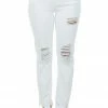 KanCan Off White High Rise Distressed Straight Jeans Bottoms