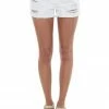 YMI Off White High Rise Elastic Waist Denim Shorts