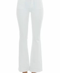 YMI Bottoms Off White High Rise Flare Jeans With Zipper Fly
