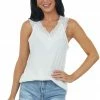 Heyson Off White Lace V Neck Ribbed Knit Tank Top