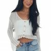 Sweet Lemon Off White Lightweight Loose Crochet Cardigan