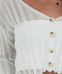 Sweet Lemon Off White Lightweight Loose Crochet Cardigan