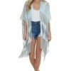 ANGIE Tops Off White Multi Printed Kimono With Side Slits